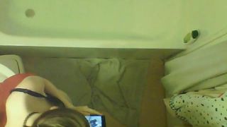 Blonde girl masturbating in the bathroom. spy cam-1