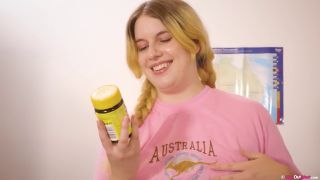 Pigtailed Aussie Blonde Enjoys Vegemite Then Fingers And Toys Her Hairy.-1
