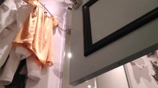 Naked geek caught in the fitting room Voyeur!-9