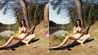 083  Long Leg Evelin Outdoor In Forest Masturbate With Dildo  3DVR180 S-8