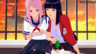 Hinata And Sakura Love Triangle ends with a threesome  Full movie on Patreon Fantasyking3-2