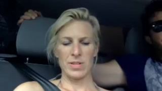 hot blonde wife sucking dick and fingering pussy in a car-9