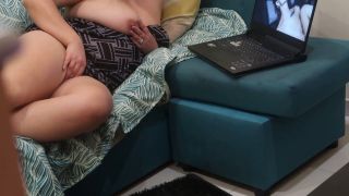 Spying horny busty wife masturbating till orgasm while watching laptop porn - Amateur-5