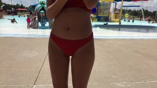 Sexy girl in red two piece bikini at the swimming pool-4