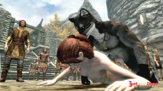 [GetFreeDays.com] Aela Fucks furry wolf man Lykaios in front of crowd -Skyrim Mods- Adult Stream February 2023-2