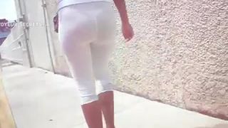 See through white pants make her a slut public -2