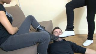 Double dirty sneakers cleaning Foot Fetish Attitude Mistress Rebella and (Feet porn)-9