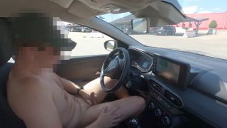 Verified Amateurs Naked driving and cumming out of car at gas station-8