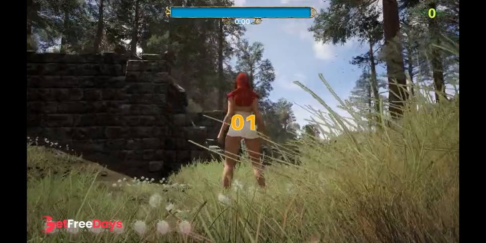 The dirty wolf caught up with Little Red Riding Hood and put her on his huge cock