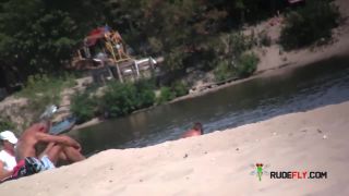 Amateur woman naturist at strand  2-6