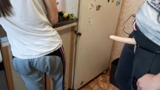 Fucked her girlfriend in the kitchen with a new  with vibro upd-1