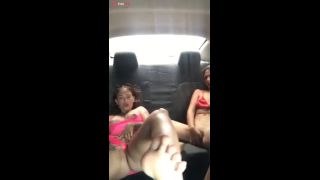 I masturbate my pussy with my friend in my boyfriends car.-7