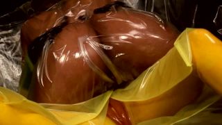 Latex Hard plastic fetish lesbians and re-breather bag fa...-0