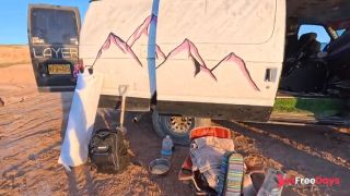 Camping and thonging in public Sex while camping van life windy day-9