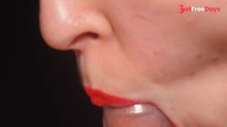 [GetFreeDays.com] Blowjob in a condom very close up. Red lips caress and lick the penis. Sex Film November 2022-4