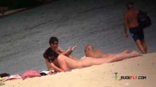 Exhibitionist Wife Teasing Nude Plage Voyeurs Next To Hubby!  3-7