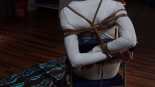 Kimberly Jay all dressed in white gets tied to a chair and gagged.-4