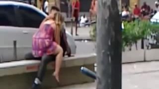 Crazy girl can't restrain herself on  street-2