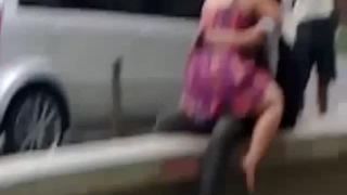 Crazy girl can't restrain herself on  street-6