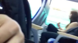 Dude plays with his cock in public transportation Public!-3