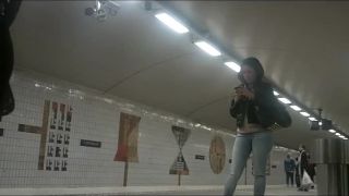 Perfect girl in high heels waits for  train-8