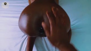 Butt Plug Fuck Sexy Slim Ebony stretching her Pussy with long dick with buttplug in her ass.-1