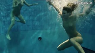 Blonde Porn Girls Andrea and Monica stripping one another underwater-9