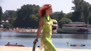 Nudist girls have fun with each other at the  beach-2