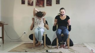 The first meeting and tickling two girls: Dina and Laura in ticklish Tickling!-6