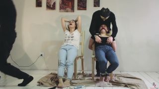 The first meeting and tickling two girls: Dina and Laura in ticklish Tickling!-9