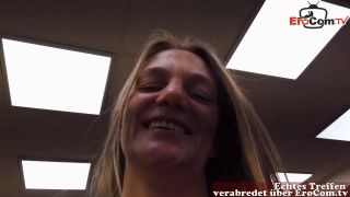 7114 Blonde German MILF has a Fuck Casting on round Pink Couch-6