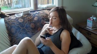 Movie title:Cute Brunette Smoking VS120s and texting - Smoking Babe.-6