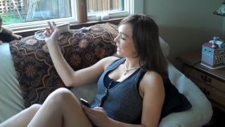 Movie title:Cute Brunette Smoking VS120s and texting - Smoking Babe.-7