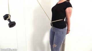 porn clip 29 Crotch rope weight challenge, littering fetish on bdsm porn -5