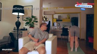 MILF yoga moved from mat to chair with an ending on her face-1
