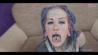 Anal Vids - heavy tattoo girl Anuskatzz/DAP, ANAL, swallow, gape, prolapse, split tounge blow job - ZF006 - Anal-9