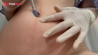 I play with medical gloves belly button-1