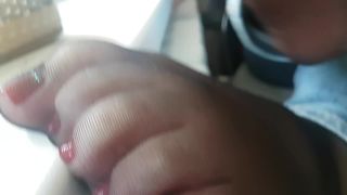 Rina Foxxy - black nylon, feet flats tease Sex Clip Vide...-2
