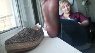 Rina Foxxy - black nylon, feet flats tease Sex Clip Vide...-4