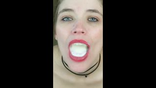 Yogurt Play In Mouth  Throat With A Regurgitation Ending 1080p-2