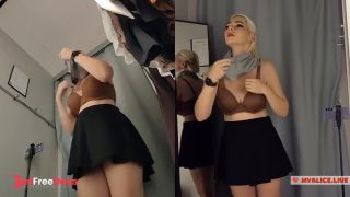 I try on transparent clothes in the fitting room. Amateur video in dressing room-0