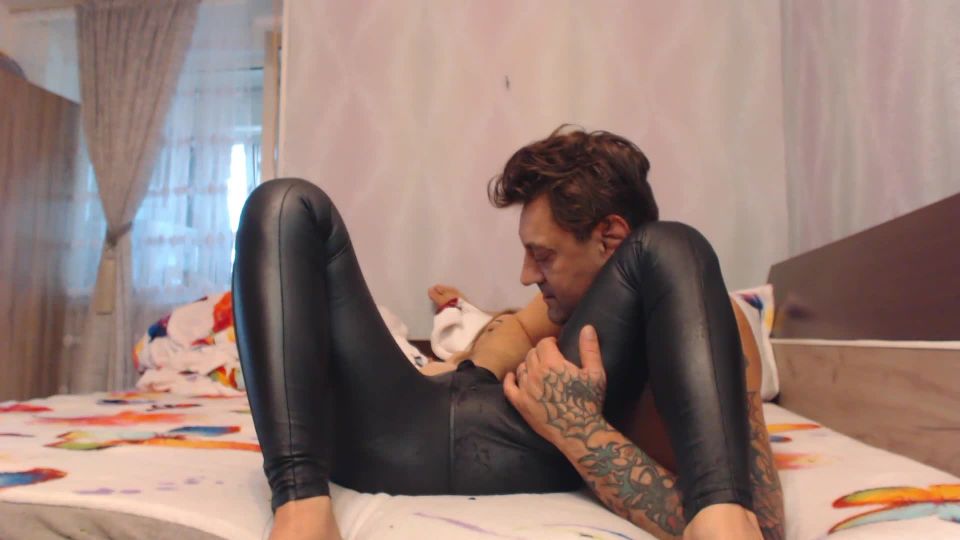 Pt 2KinkyPornCpl - Leather Jeans Fetish Pussy Finger Cum