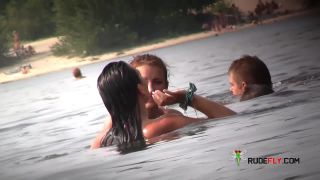 Sexy girl nudist on the beach naked showing her smooth shave 3-3
