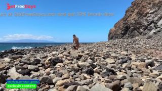 Sex and Blowjob in Public on the Beach from a Blonde and a Brunette-1