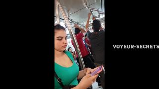 Busty girl from within public transport public -1