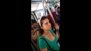 Busty girl from within public transport public -4