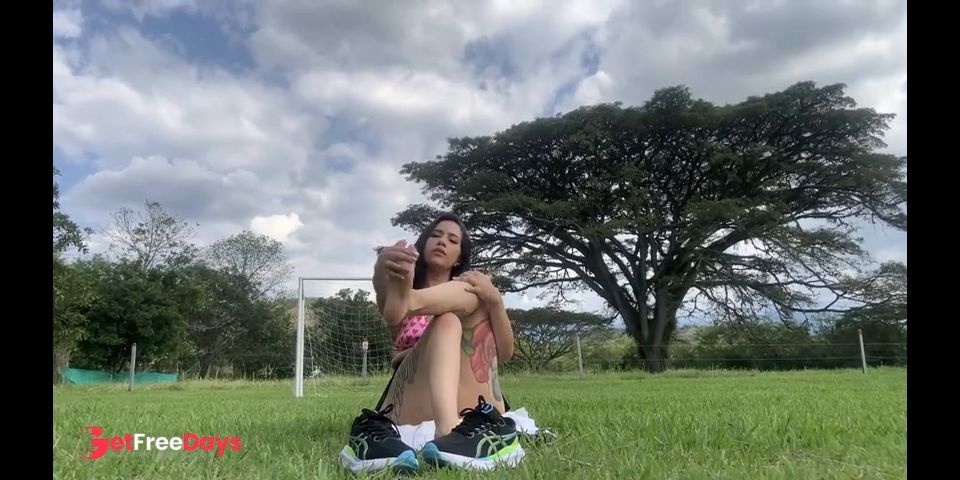 [GetFreeDays.com] Squirt outdoors and in public in the middle of a soccer field Porn Film March 2023