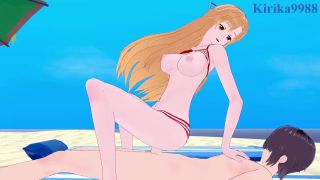 Sexy Asuna (Asuna Yuuki) and I have intense sex on the beach. - Sword Art Online Hentai-7