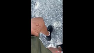 Dick bulge walking public see through shorts-1