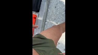 Dick bulge walking public see through shorts-5